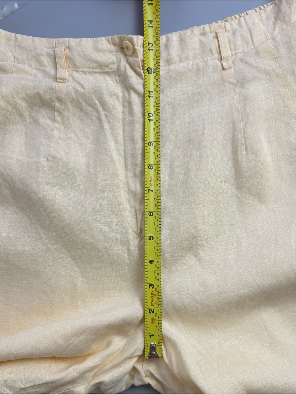 vtg 90s JSong Collection Butter Yellow Linen Tapered Ankle Pants 14 Minimalist - Picture 6 of 11